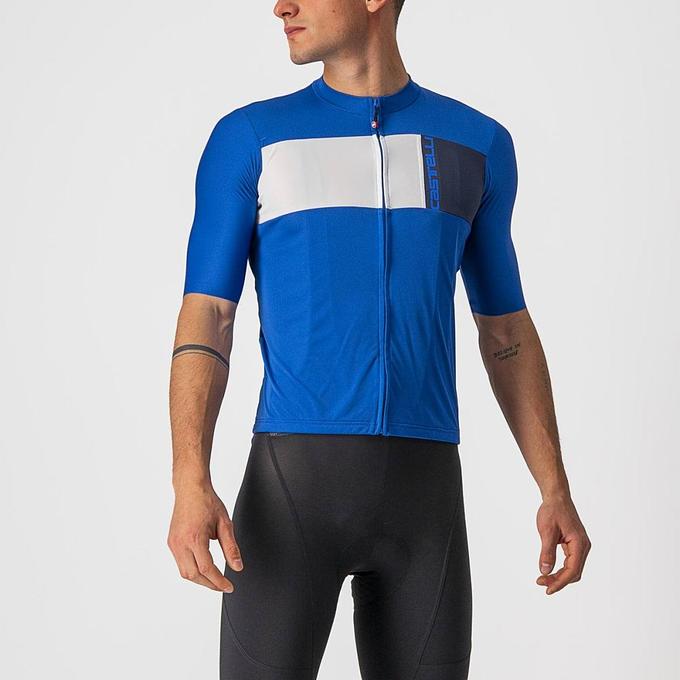 Castelli Prologo 7 Mens Cycling Jersey (Azzurro Italia/Ivory Savile BL)