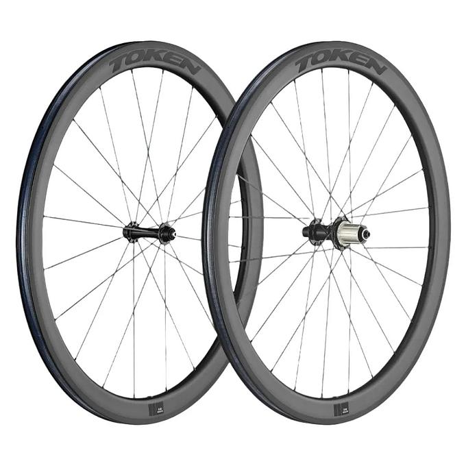 Token Resolute C45R Carbon Tubeless Ready Rim Brake Wheel - SRAM/Shimano (Black)