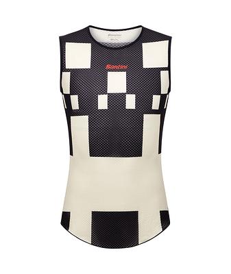 Santini Paris Roubaix Men's Cycling Baselayer (Black/White Print)