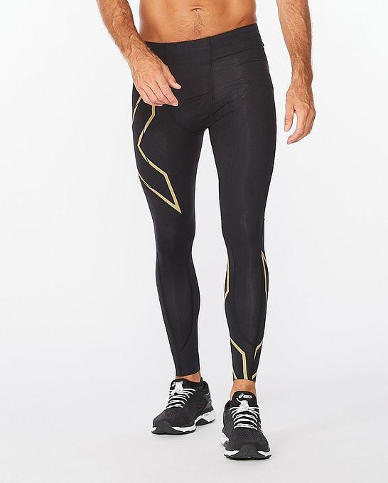2XU MA5305B Light Speed Men's Compression Tights (Black/Gold Reflective)