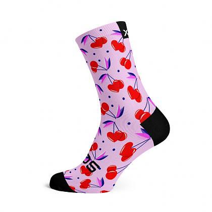 Sox Footwear Cherry Pink Casual Crew Unisex Multi Sport Socks (Print)