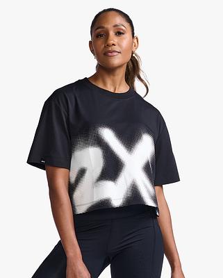 2XU WR6994A Form Crop Women's Running T-Shirt (Black/White)