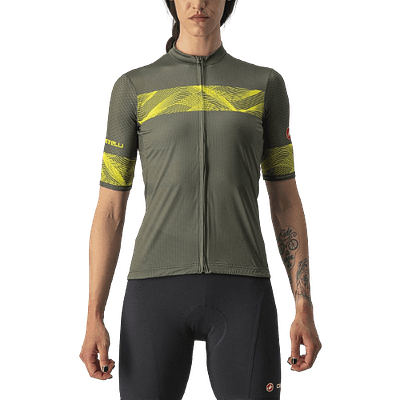Castelli Fenice Women's Cycling Jersey (Military Green/Sulphur)