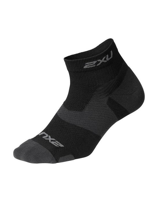 2XU UA5047E Vectr Light Cushion Compression 1/4 Crew Unisex Compression Socks (Black/Titanium)