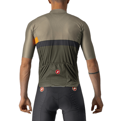 Castelli A Blocco Mens Cycling Jersey (Bark Green/Pop Orange/Dark Gray)