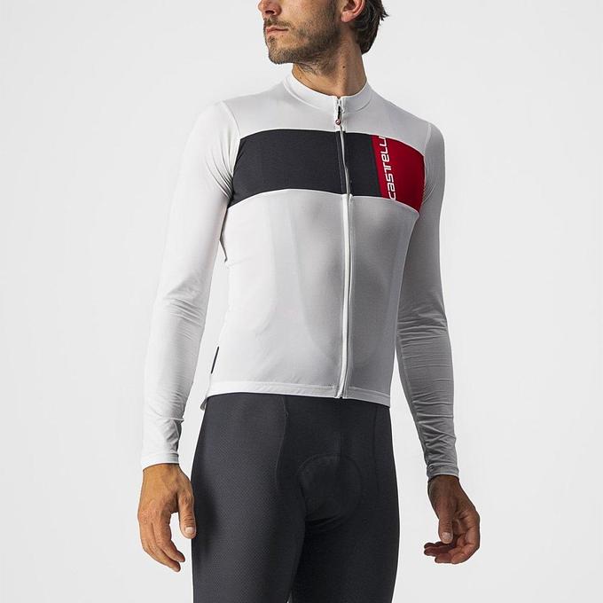 Castelli Prologo 7 Men's Cycling Jersey (Ivory/Light Black Red)