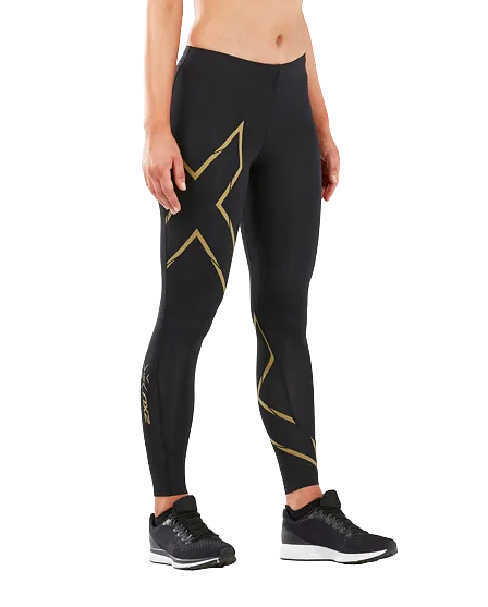 2XU WA5332B MCS Run Women's Compression Tights (Black/Gold Reflective)