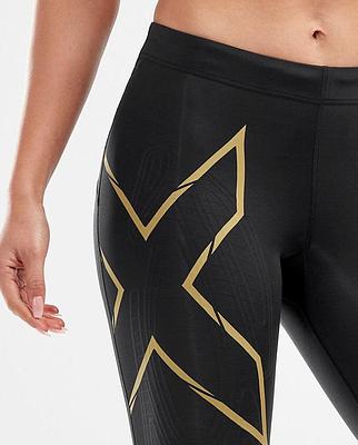 2XU WA5334B MCS Run Women's Compression Shorts (Black/Gold Reflective)