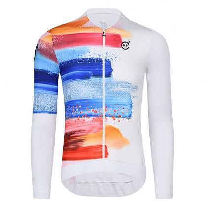 Monton Paint Brush Men's Long Sleeve Cycling Jersey (White)
