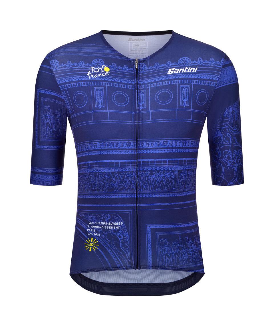 Santini Arrivee Arc De Triomphe Unisex Cycling Jersey (Marine Blue)