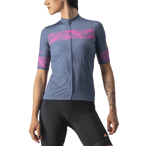 Castelli Fenice Women's Cycling Jersey (Light Steel Blue/Pink Fluo)