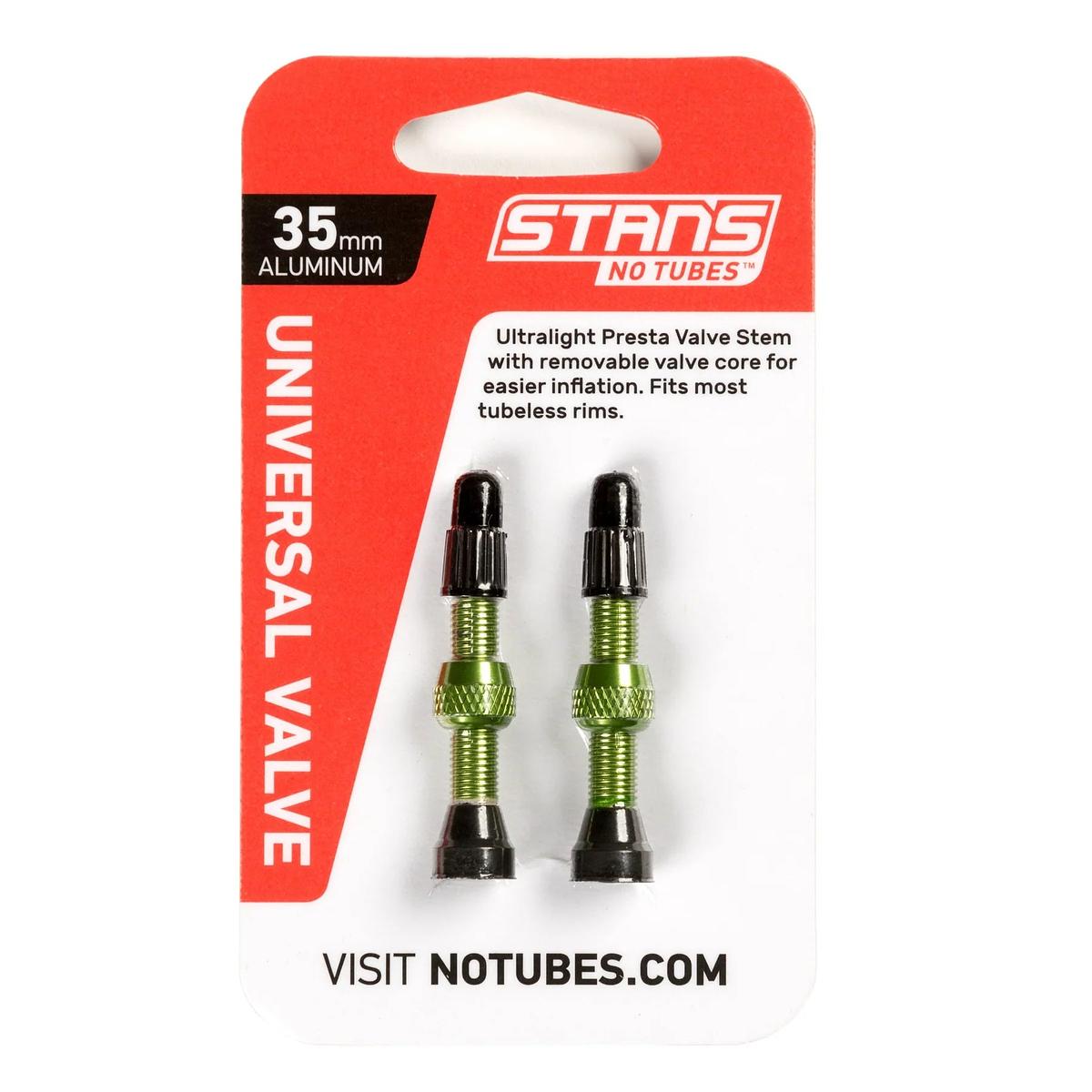 Stans NoTubes Universal Presta Valve Stem Pair (Green)