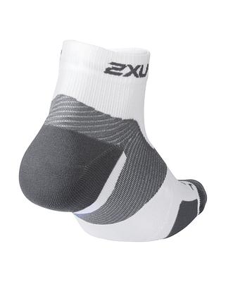 2XU UA5047E Vectr Light Cushion 1/4 Crew Unisex Running Socks (White/Grey)