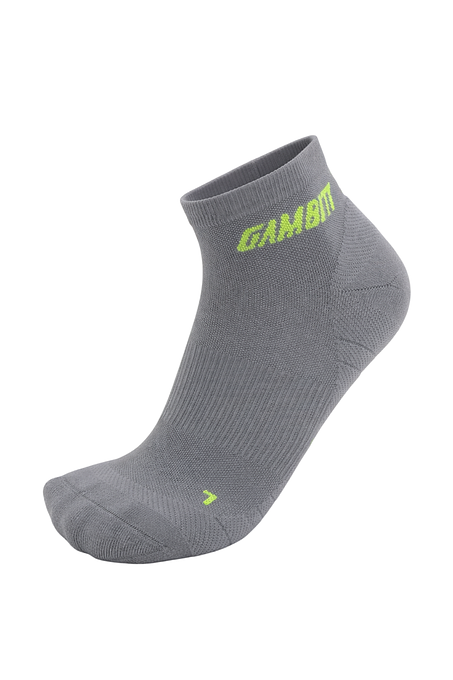 Gambitt Distance Low Cut Unisex Compression Socks (Grey/Fluo Yellow)