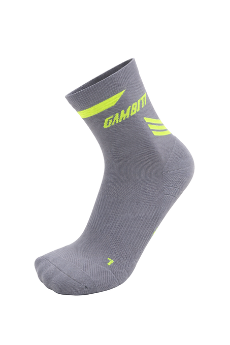 Gambitt Distance Short Unisex Compression Socks (Grey/Fluo Yellow)