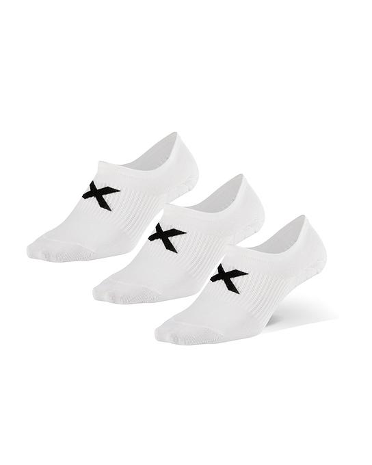 2XU UQ6550E Invisible Unisex Running Socks - Pack of 3 (White/Black)
