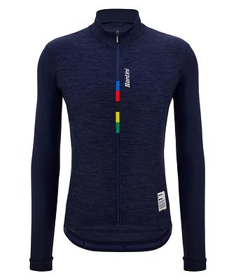 Santini UCI Official Pure Long Sleeve Men's Cycling Jersey (Navy Blue)