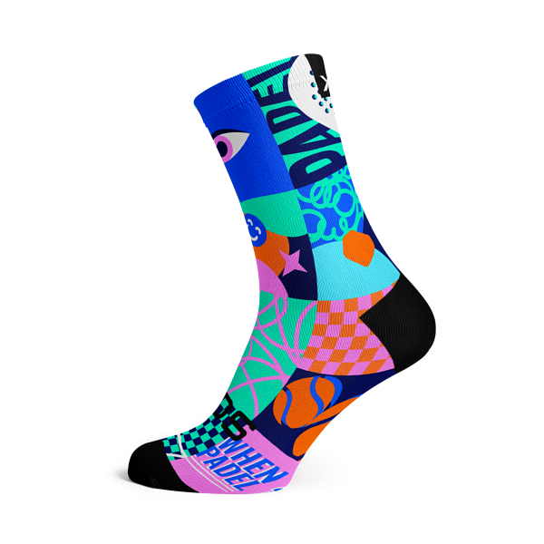 Sox Footwear Blocks Pink Padel Crew Unisex Multi Sport Socks (Print)
