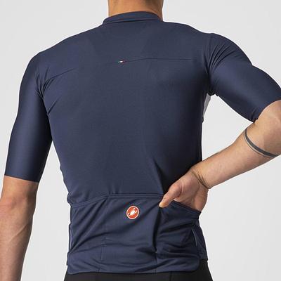 Castelli Prologo 7 Mens Cycling Jersey (Savile Blue/Silver Gray/Red)