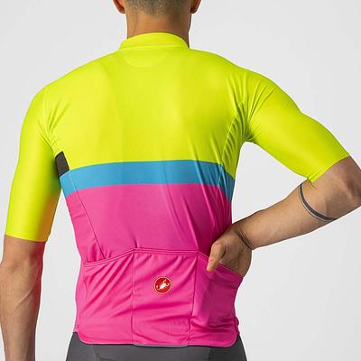 Castelli A Blocco Mens Cycling Jersey (Electric Lime/Black Blue Magenta Fluo)