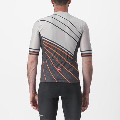 Castelli Speed Strada Men's Cycling Jersey (Moon Gray/Dark Gray Scarlet IB)