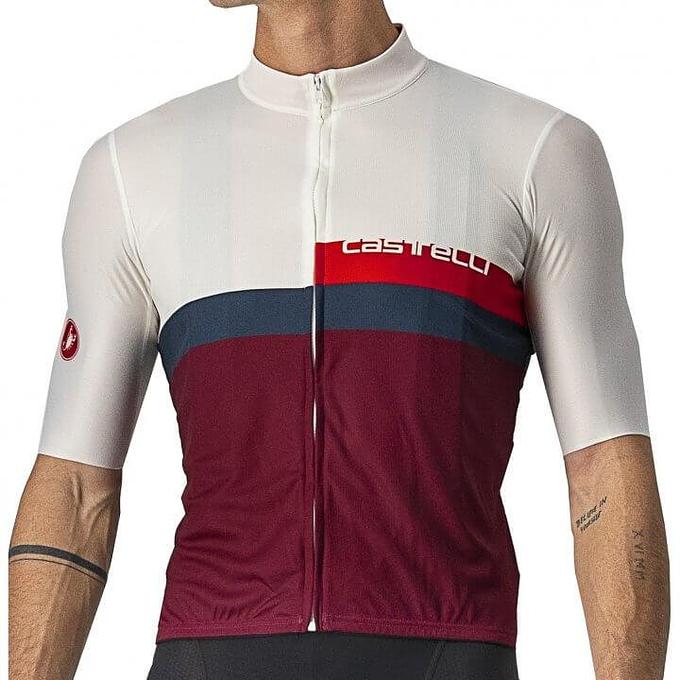 Castelli A Blocco Mens Cycling Jersey (Ivory/Red/Blue/Bordeaux)