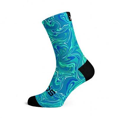 Sox Footwear Marble Blue Casual Crew Unisex Multi Sport Socks (Print)