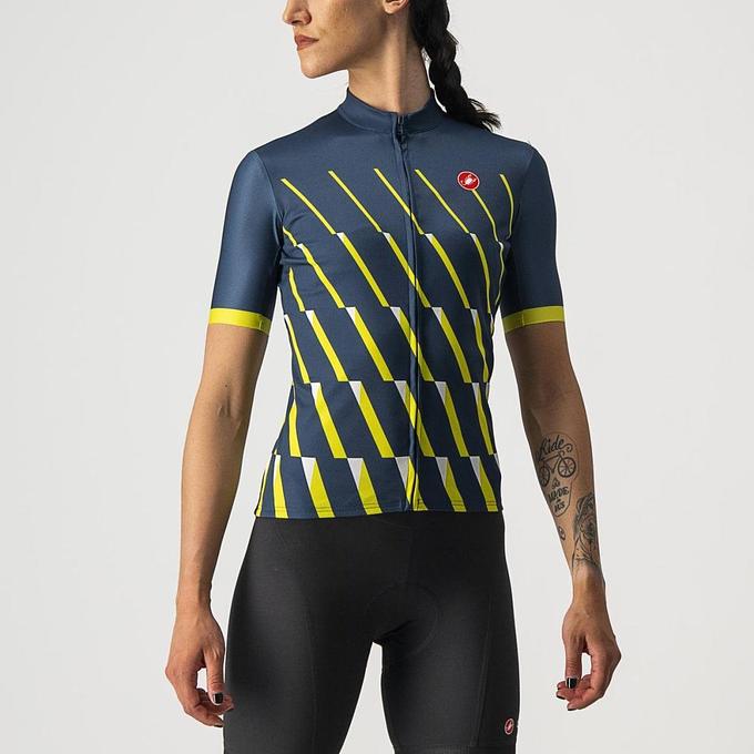 Castelli Pendio Women's Cycling Jersey (Moonlite Ocean/Sulphur White)