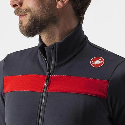 Castelli Puro 3 Mens Cycling Jersey (Dark Gray/Red Reflex)