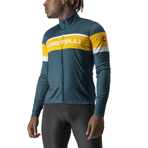 Castelli Passista Mens Cycling Jersey (Deep Teal/Goldenrod-Silver Gra)