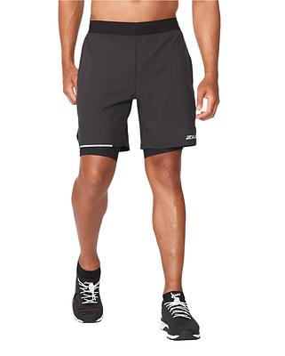 2XU MR6536B Aero 2 in 1 7 Inch Men's Running Shorts (Black/Silver Reflective)
